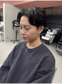 センターパートの毛流れパーマ