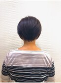 小顔/前下がり/ハンサムショート/暗めカラー/40代/白髪染め