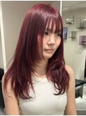 4592ニュアンスカラーカシスレッドパープルブラック艶髪韓国ヘア
