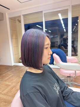 グート ヘアーメイク(gut HAIR MAKE) ぱつっとボブ デザインハイライト ブリーチあり