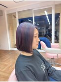 ぱつっとボブ デザインハイライト ブリーチあり