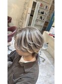 メンズバレイヤージュシャドールーツ刈り上げセンターパート新宿