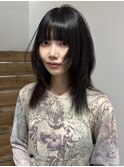 ハッシュカットレイヤーカットフェイスレイヤーワイドバング