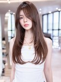 髪質改善レイヤーカット/ココアベージュ/ヘーゼルブラウン/小顔