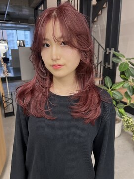 レイヤーカット/ワインレッド