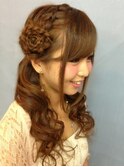 お花 ハーフアップ