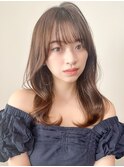 ホワイトグレージュミニウルフデジタルパーマチェリーブラウン