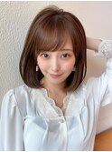 耳かけショートボブ似合わせカット30代40代チェリーブラウン