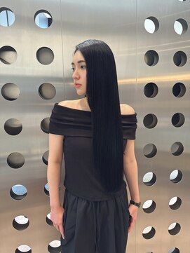 シャウルデッサン(CHARLES DESSIN) 黒髪ロング地毛風カラー髪質改善縮毛矯正