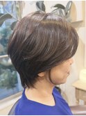 40代50代/フィッシュボーンショート/白髪染めブラウン系