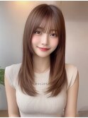 セミロング レイヤーカット 顔周りカット 透明感カラー 10代20代