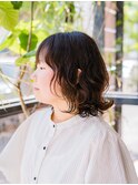 レイヤーパーマ×ニュアンスミディアム【岡山】くびれヘア