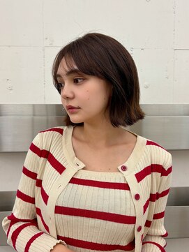 ヒュー 広島(HEW) くびれボブレイヤーカット大人かわいいブラウンヘア20代30代