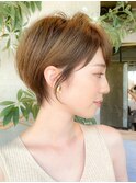 前髪あり大人の耳掛けショートボブ/表参道/30代40代50代