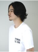 メンズミディアム　メンズパーマ　センターパート