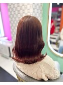ピンクブラウン/ミディアムボブ