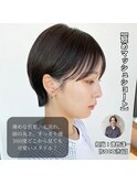 マッシュショート前髪長めハンサムショート黒髪ショート襟足短め