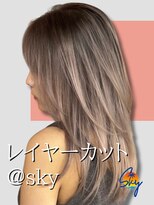 スカイ(SKY)&nbsp;髪質改善縮毛矯正韓国風レイヤーカットダブルカラーベージュ