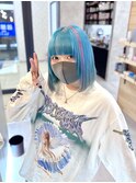 ハイトーンカチューシャカラー空色×ピンク