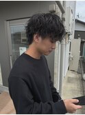 ゆるいツイストスパイラルパーマ　マッシュ　ハーフバック