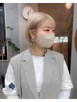 テトヘアー(teto hair)&nbsp;ケアブリーチダブルカラーミルクティーベージュボブ