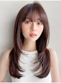 サイドバングセミディ薄めバング20代30代40代◎暗めカラー