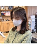 品のある艶感グレージュ×韓国風顔まわりくびれヘア