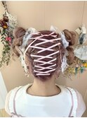 ツインお団子 × リボンアレンジ