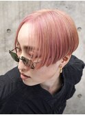 前下がりショート ハイトーンピンク ピークアブー原宿 西尾