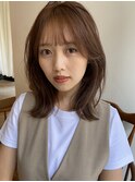 大人かわいいくびレイヤー顔まわりレイヤーカットピンクベージュ