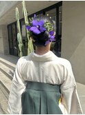 薬院　顔まわりレイヤーカット　ヘアセット　ブリーチなしカラー
