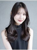 韓国ヘア顔周りレイヤーロンググレージュ_F0155