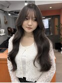 ブリーチなしダブルカラーレイヤーカットミントグレージュ韓国