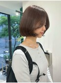 レイヤーボブ/ラベンダーブラウン/前髪あり/ミニボブ/淀屋橋