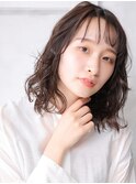 大人可愛い小顔美髪ツヤ髪ふんわりカール薄めバングA9