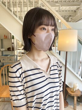 グリーン(green) リナ  透明感たっぷりなラベンダーブラウンとぱっつとボブ