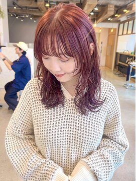 ディッセンバー 渋谷(December) ピンクブラウン/ブリーチなし/ダブルカラー/ワイドバング