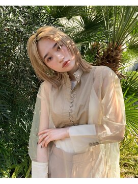 ローウェ 二子玉川(Louwe) ボブ/大人かわいい/フェザーバング/透け感グレージュ