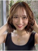 +小顔ミディアムパーマミディアム/デジタルパーマボブパーマ前髪