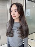 マロンベージュ×小顔レイヤー×韓国風巻き×髪質改善
