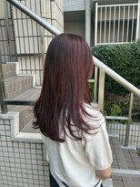 スーリール 福岡別府店(Sourire)&nbsp;カシスブラウン ブリーチ無しカラー ミディアム レイヤー 20代