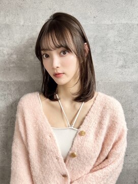ビームズ ヘアー ブラン(Bee ms HAIR Blanc+) 内巻きミディアムヘアベージュカラーブリーチしない透明感カラー