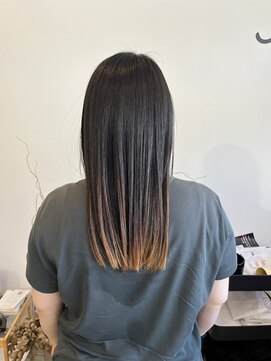 レポヘアー(Repos hair) 20代30代40代ロング毛先ブリーチカラーオレンジブラウン