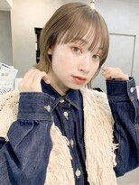 レア 渋谷(Le'a) 切りっぱなしボブ/ボブ/ミルクティーベージュ/ワイドバング