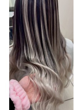 スタイル 横浜(STYLE) バレイヤージュエクステンション/シルバー系長さだし/エクステ