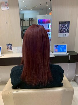 ヘアショップエヌアンドエー 久喜 栗橋店(hairshop N&A) 落ち付きレッドの大人ストレートロング/ケアブリーチ