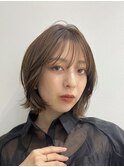 切りっぱなしボブエアリーロング美髪ピンクブラウン