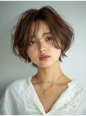 大人ショート×白髪ぼかしカラー