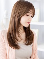 モッズヘア 越谷(mod's hair) 顔回りレイヤー艶髪ココアブラウンセミディTd1越谷20代30代40代