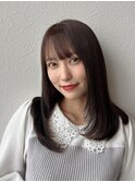 ミディアムヘア［郡山美容室、アヴェダ、透明感カラー、前髪］